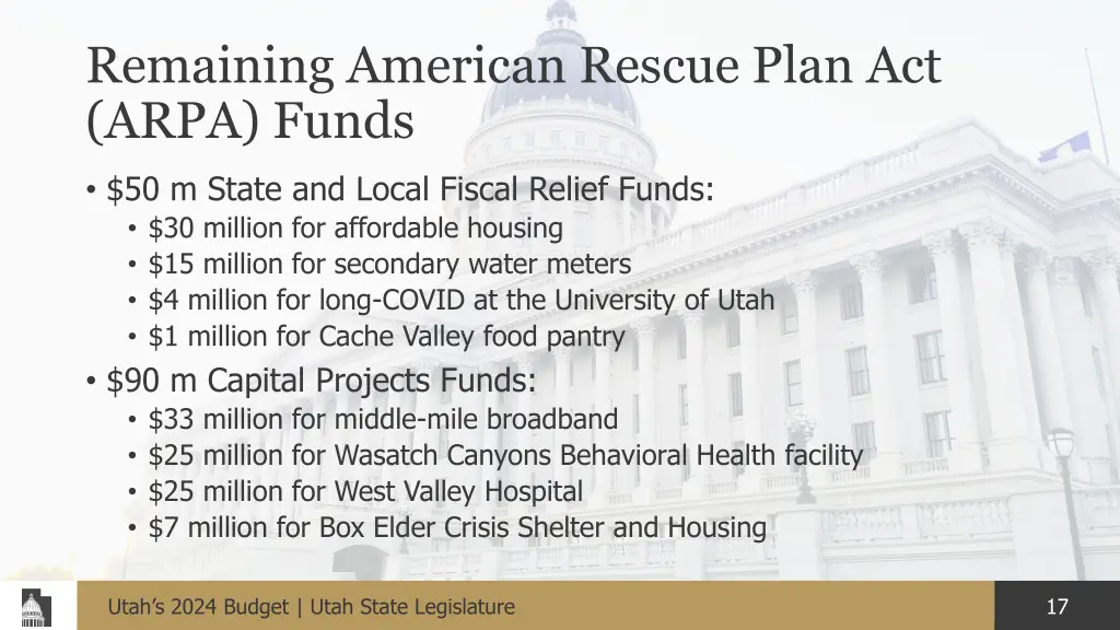 remaining american rescue plan act arpa funds