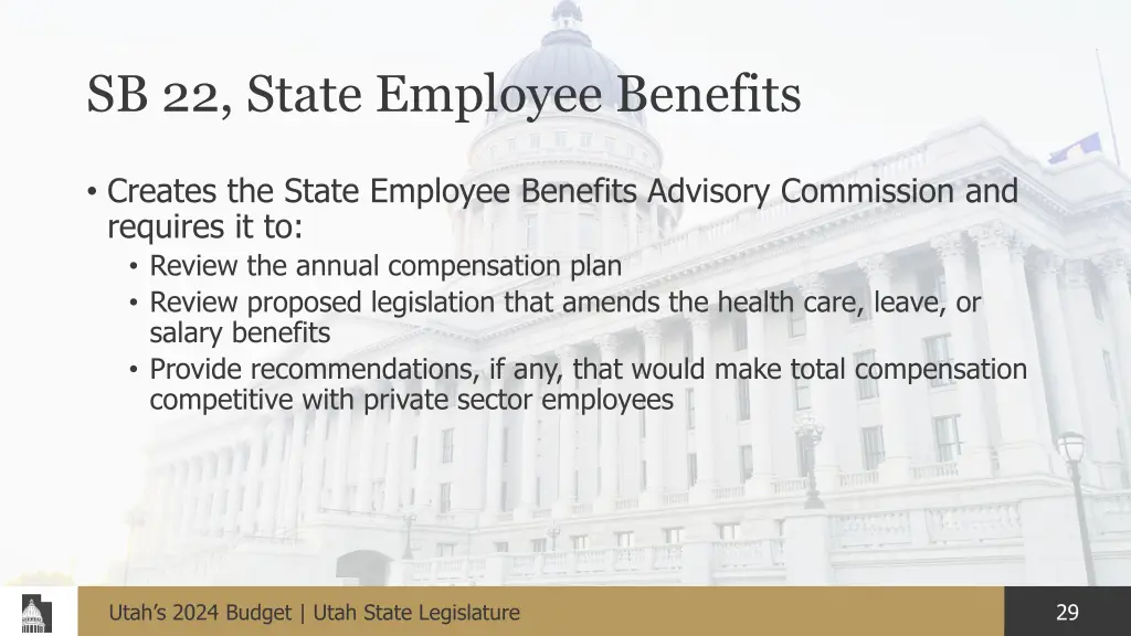 sb 22 state employee benefits