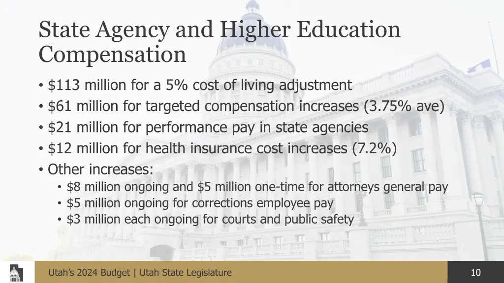 state agency and higher education compensation