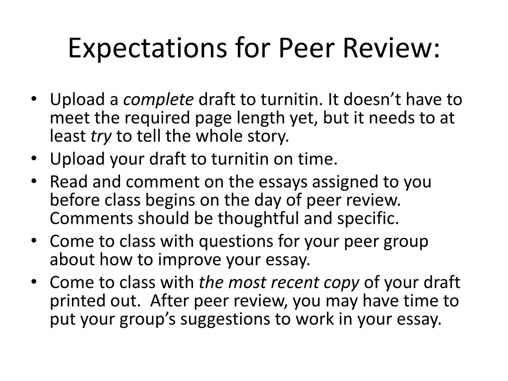 expectations for peer review