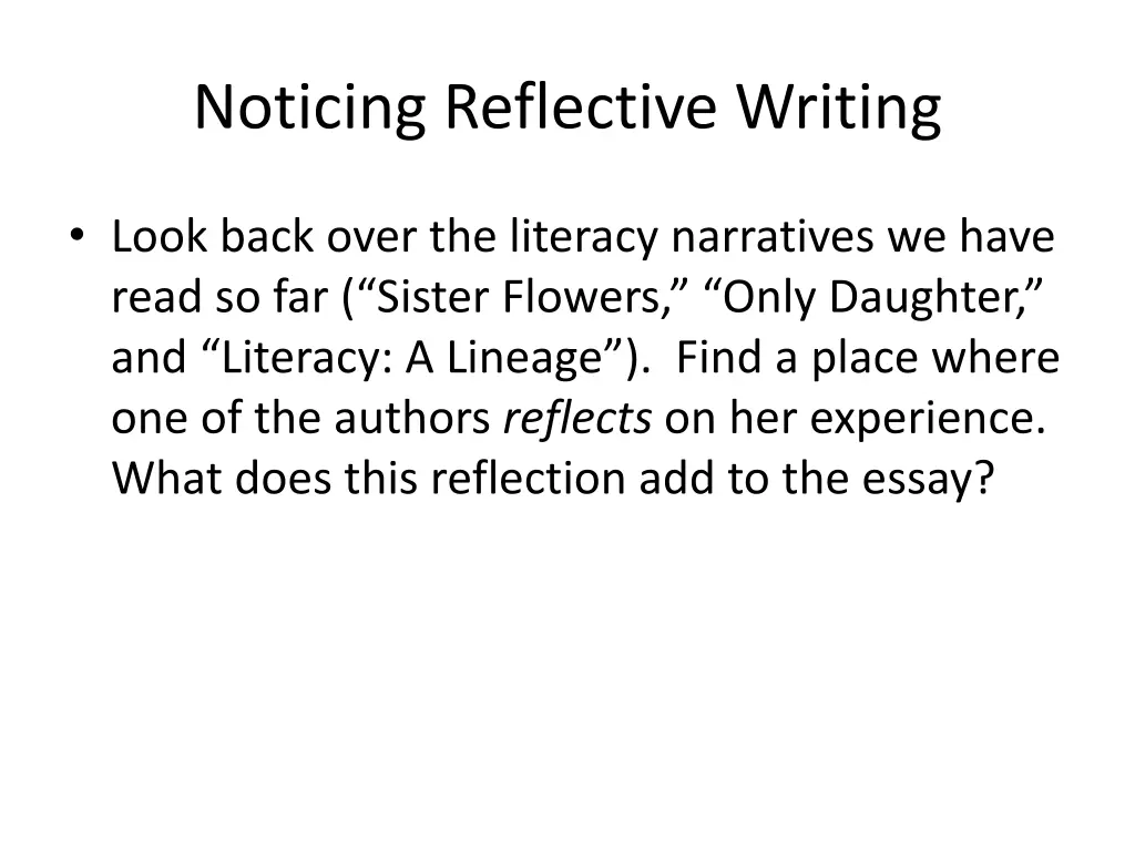 noticing reflective writing