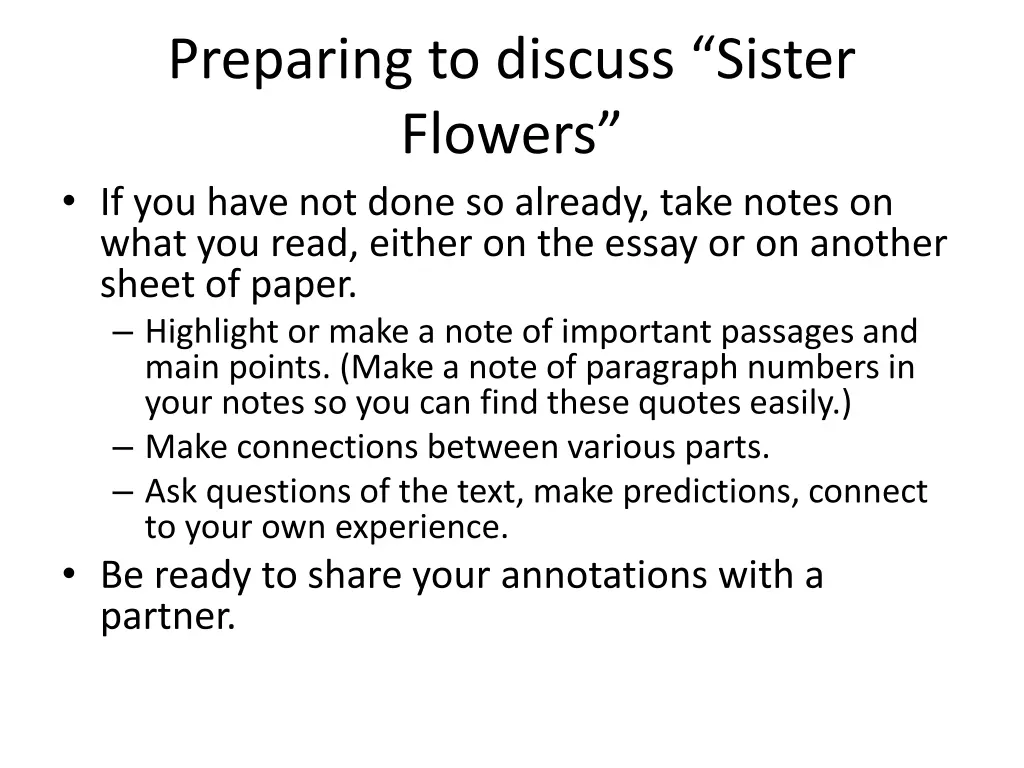 preparing to discuss sister flowers if you have