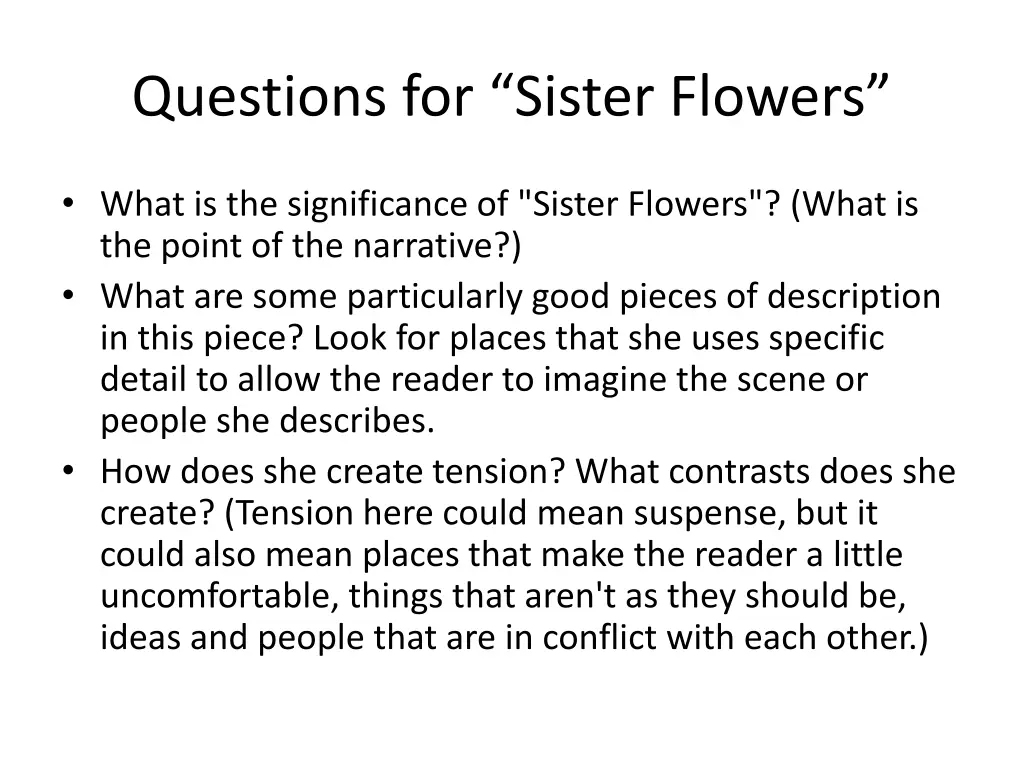 questions for sister flowers