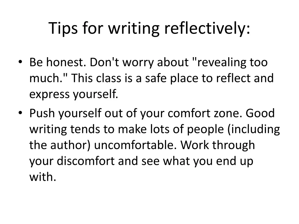 tips for writing reflectively