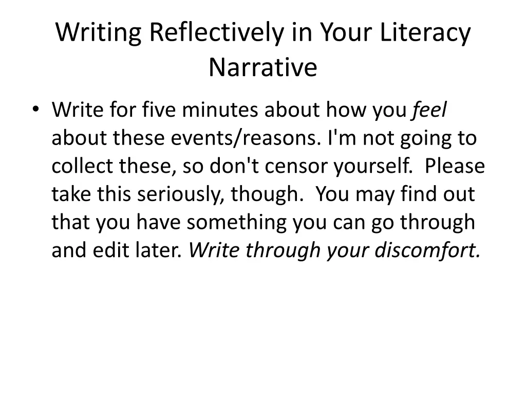 writing reflectively in your literacy narrative 1