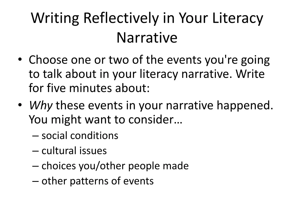 writing reflectively in your literacy narrative