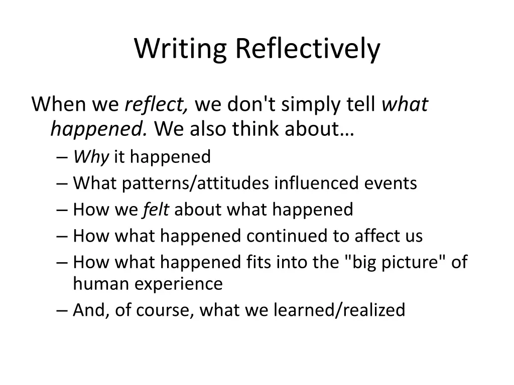 writing reflectively