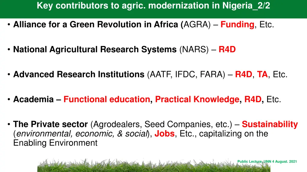 key contributors to agric modernization 1