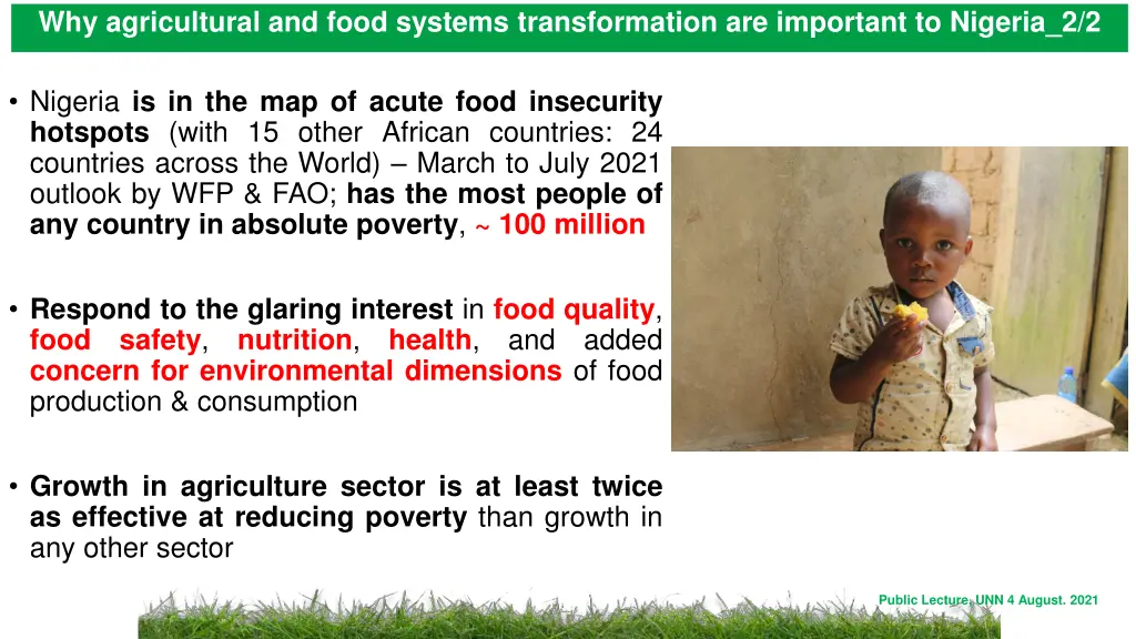 why agricultural and food systems transformation 1