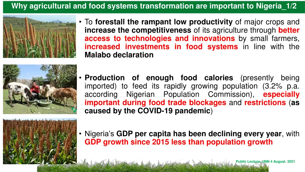 why agricultural and food systems transformation