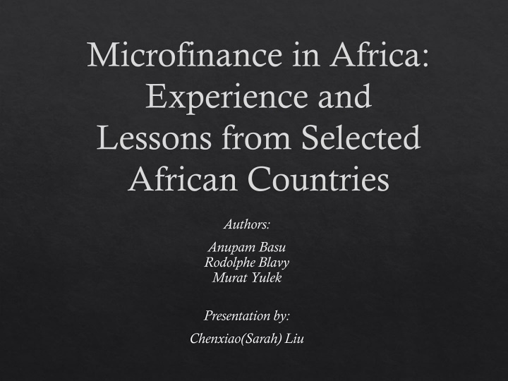 microfinance in africa experience and lessons