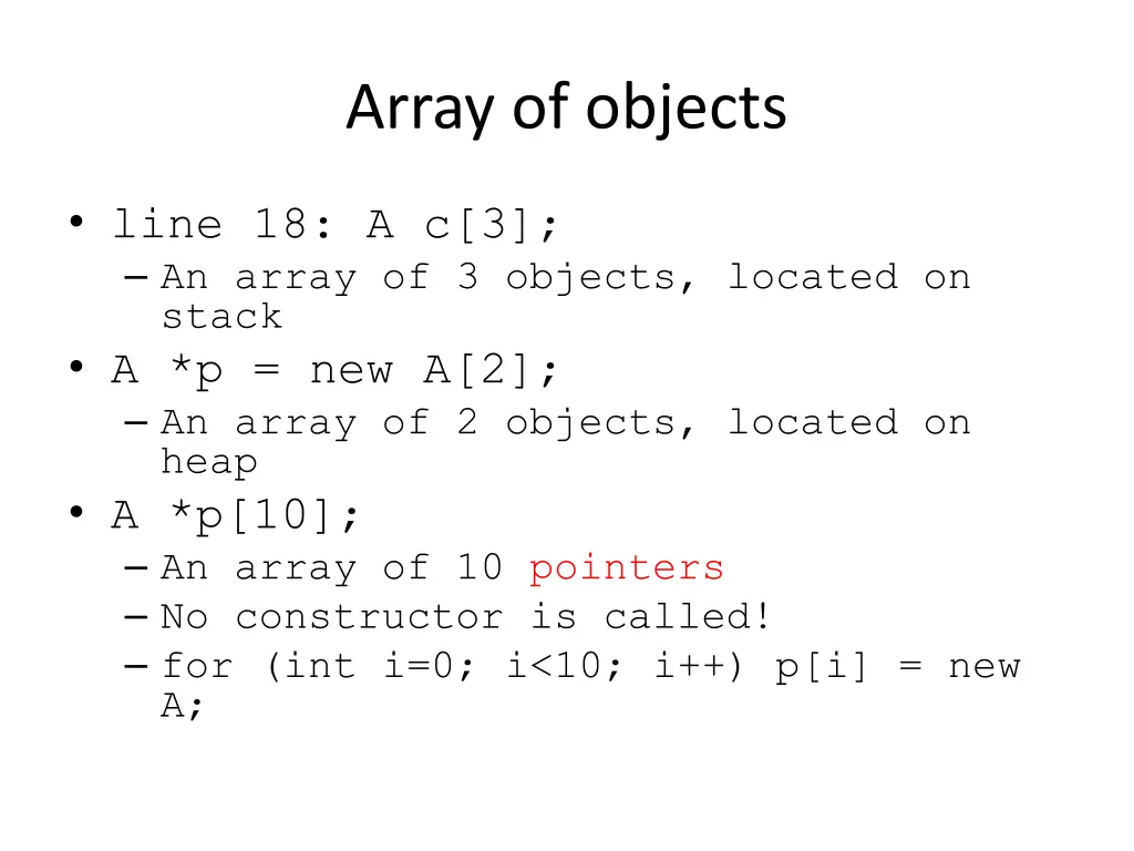 array of objects