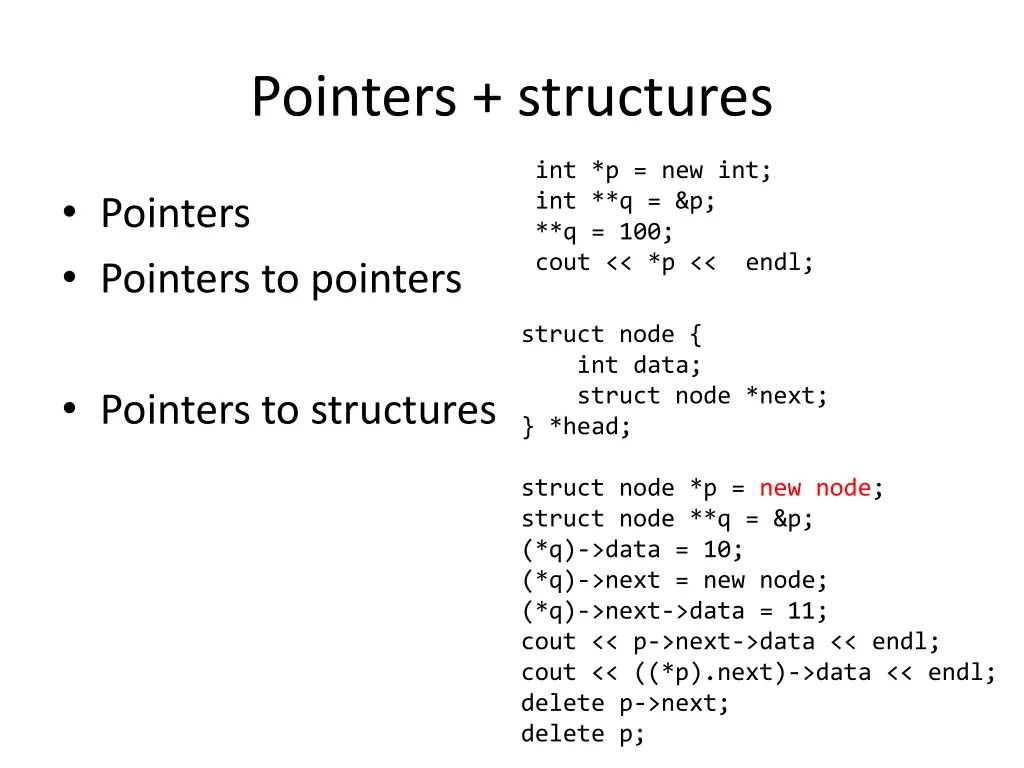 pointers structures