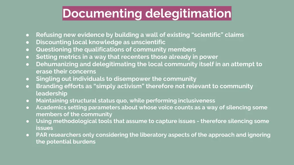 documenting delegitimation