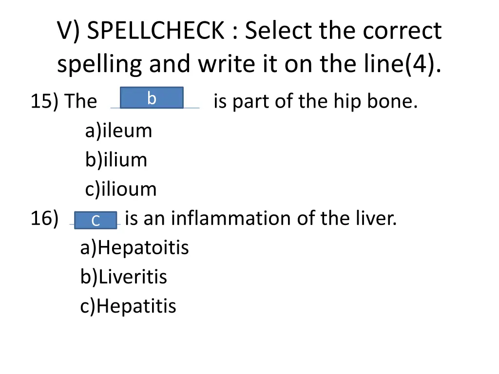 v spellcheck select the correct spelling 7