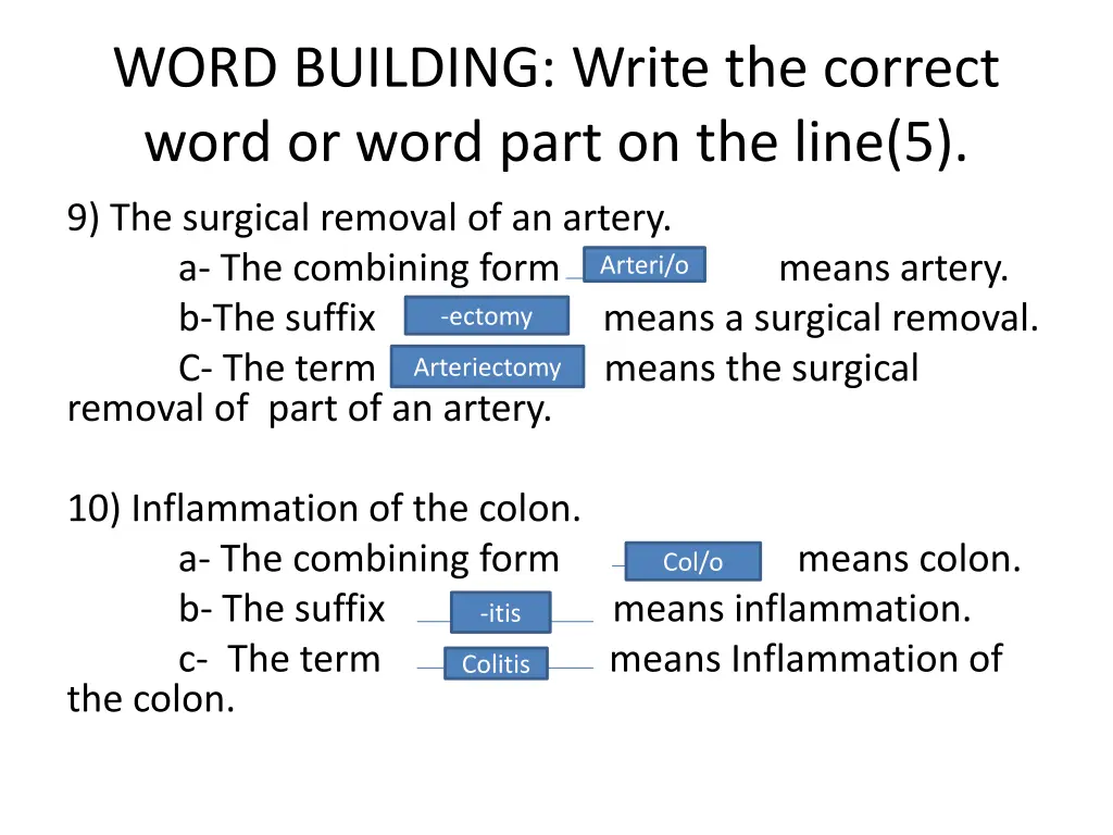 word building write the correct word or word part 4