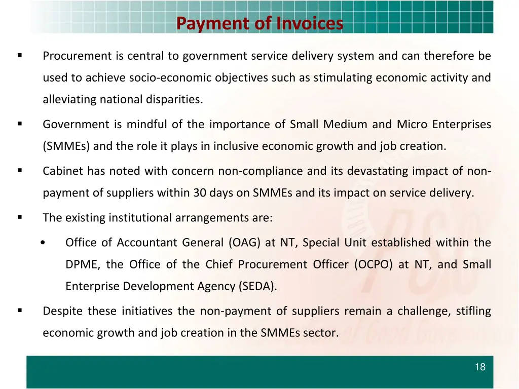 payment of invoices