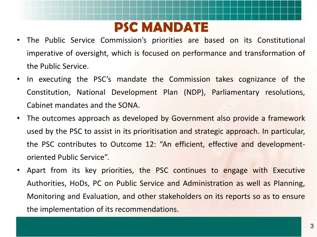 psc mandate