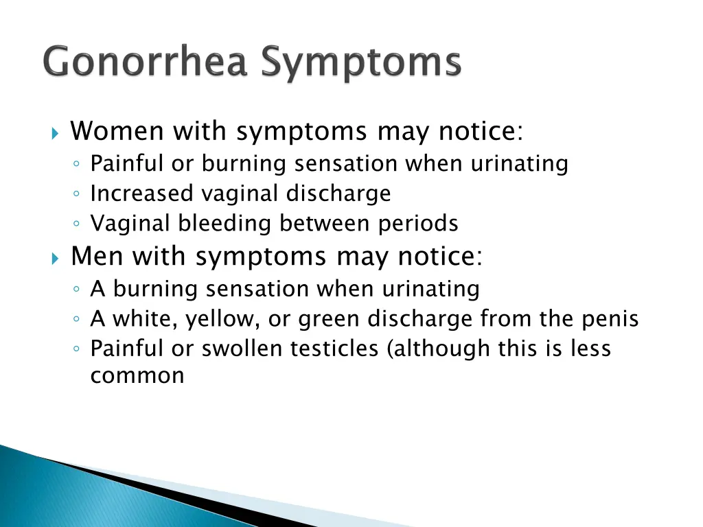 women with symptoms may notice painful or burning