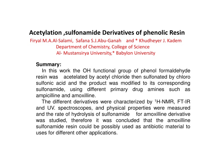 acetylation sulfonamide derivatives of phenolic