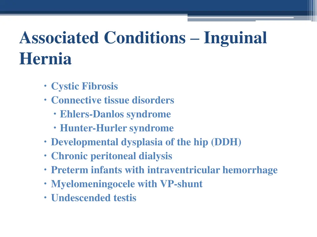 associated conditions inguinal hernia