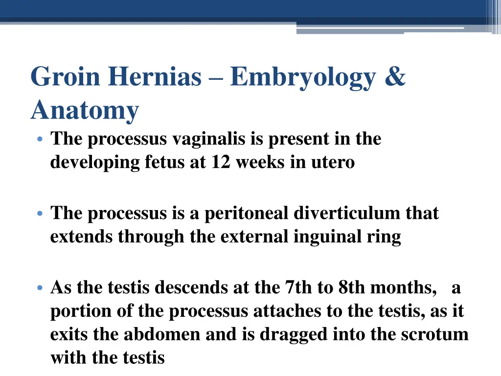 groin hernias embryology anatomy the processus