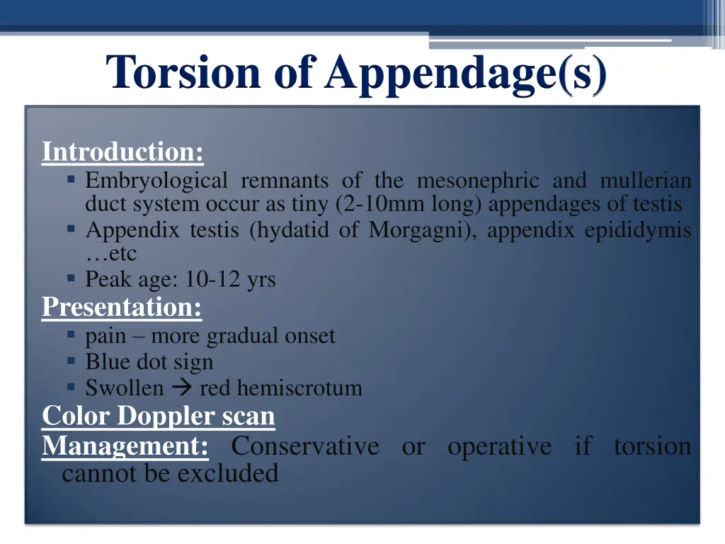 torsion of appendage s