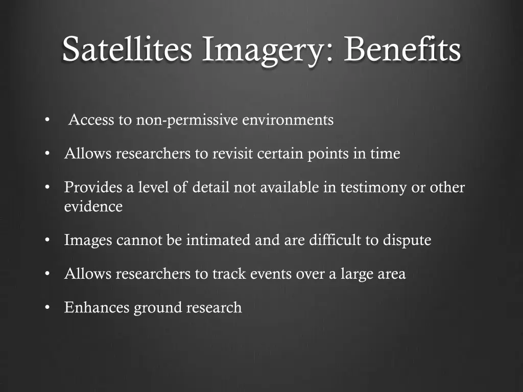 satellites imagery benefits