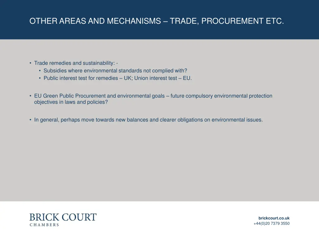 other areas and mechanisms trade procurement etc