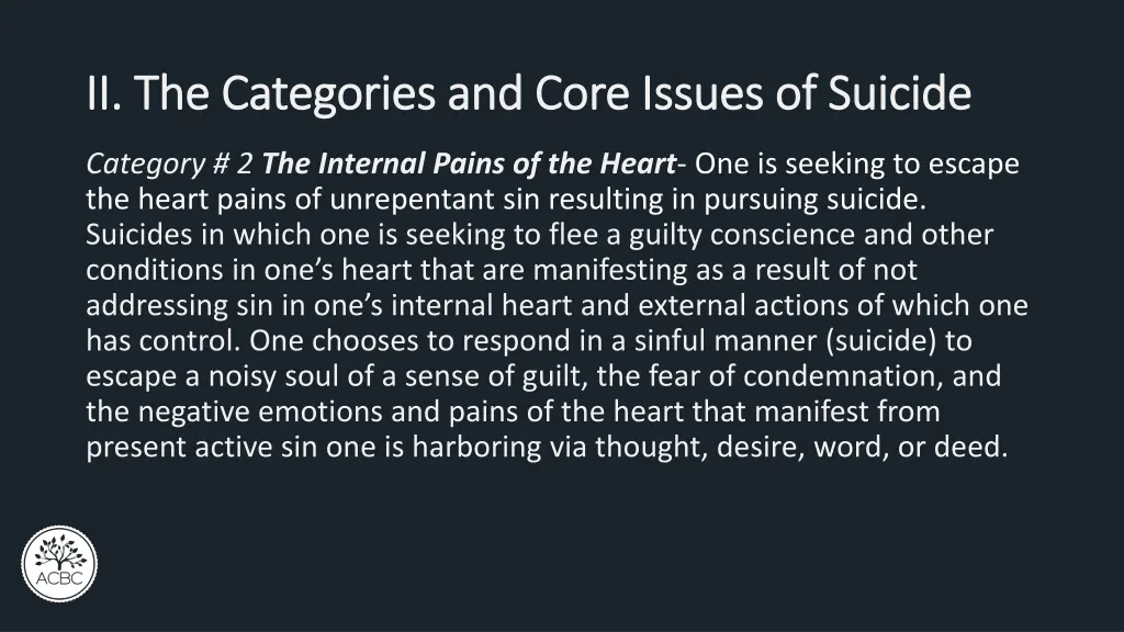 ii the categories and core issues of suicide 3