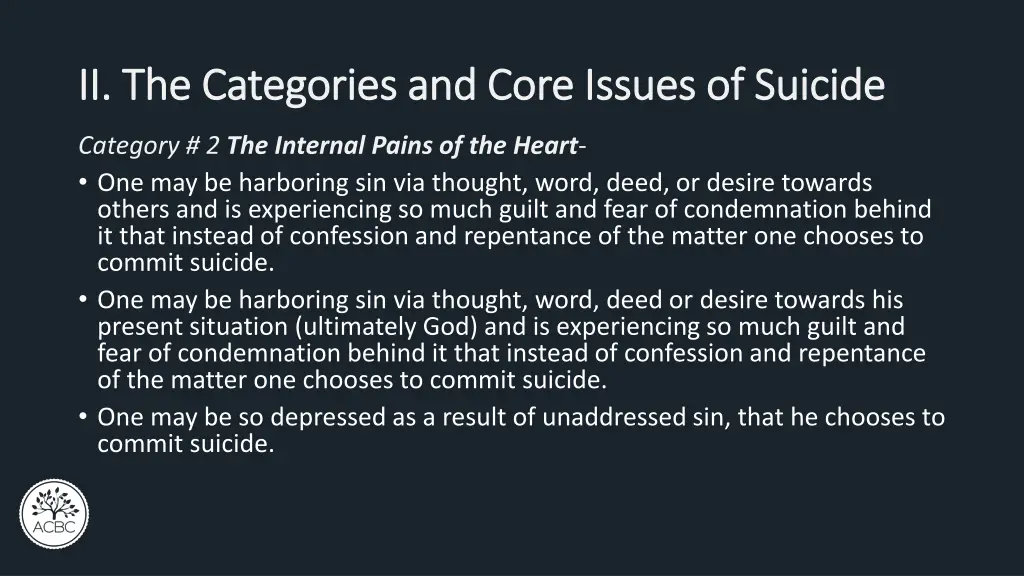 ii the categories and core issues of suicide 4