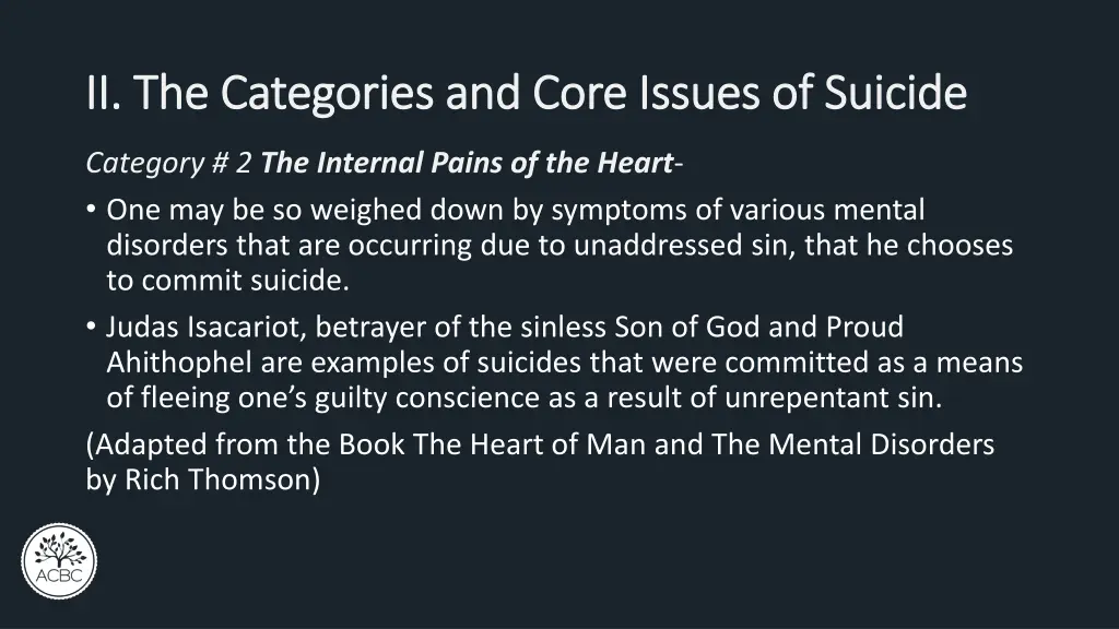 ii the categories and core issues of suicide 5