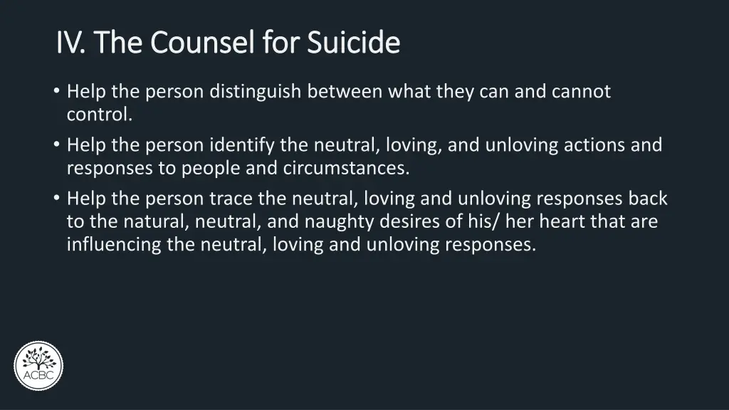 iv the counsel for suicide iv the counsel 1