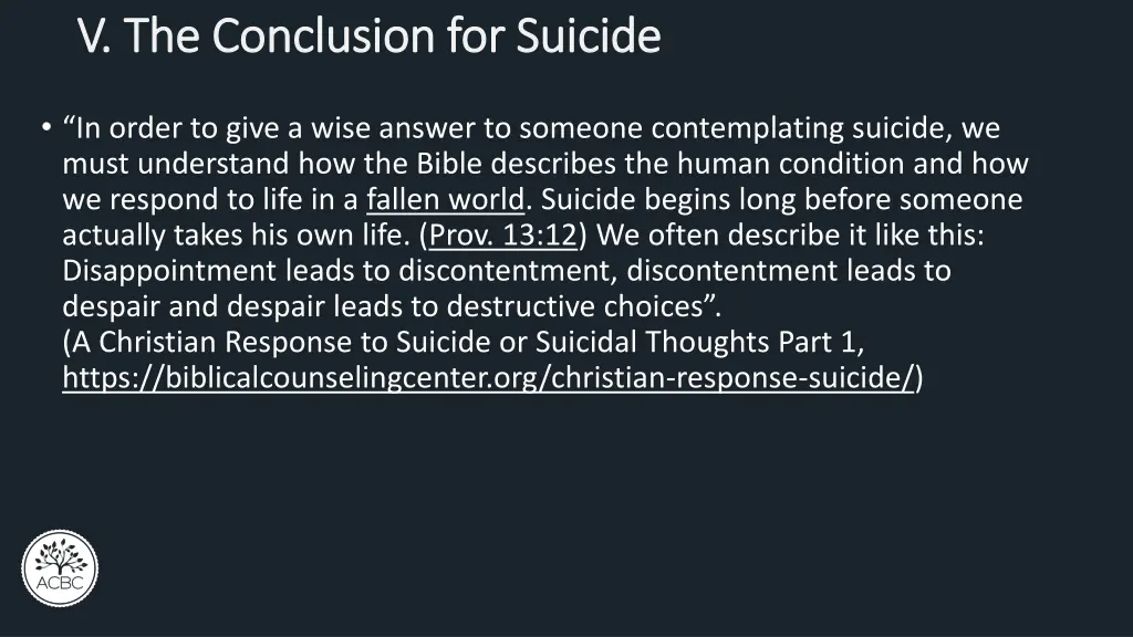 v the conclusion for suicide v the conclusion 1