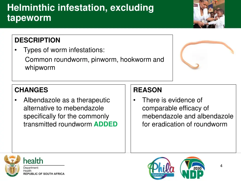 helminthic infestation excluding tapeworm