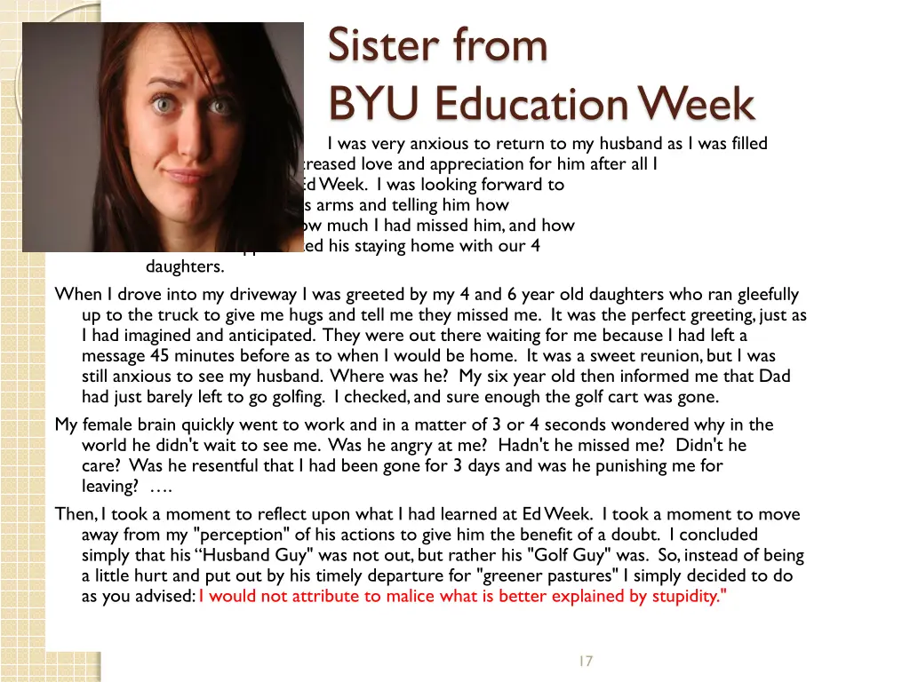 sister from byu education week i was very anxious