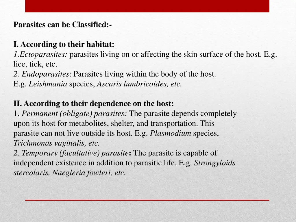 parasites can be classified