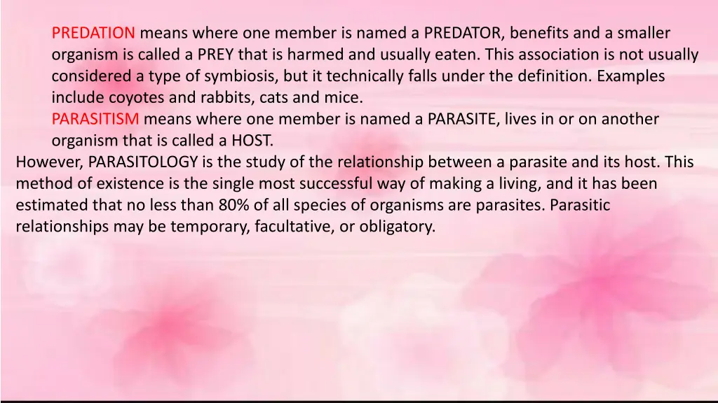 predation means where one member is named