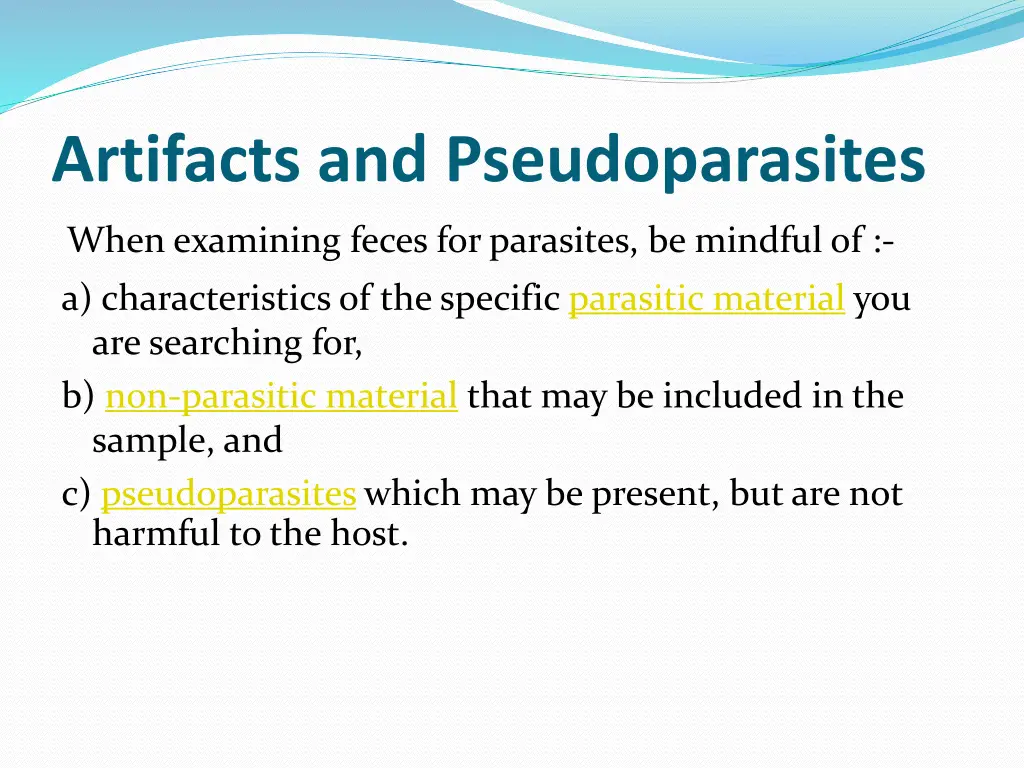 artifacts and pseudoparasites