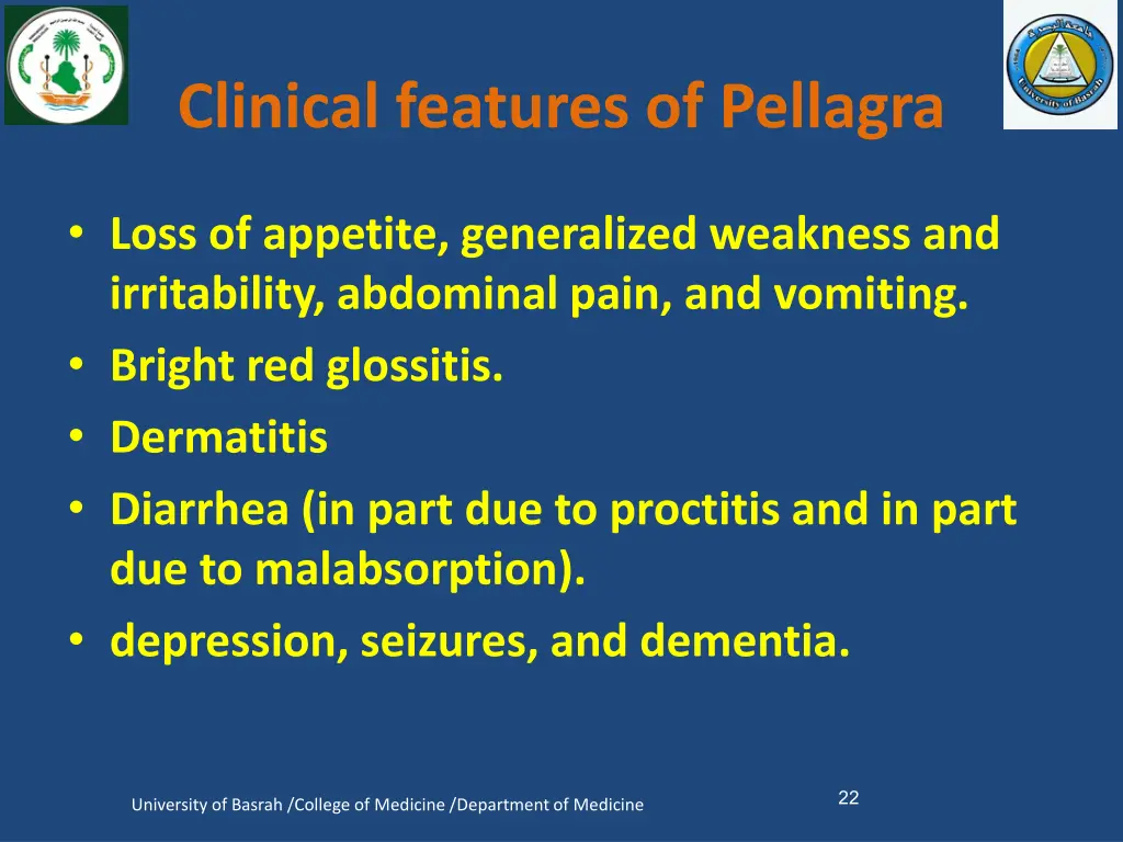 clinical features of pellagra