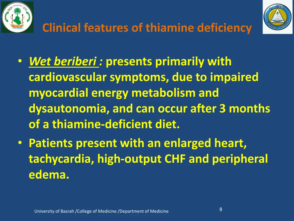 clinical features of thiamine deficiency 1