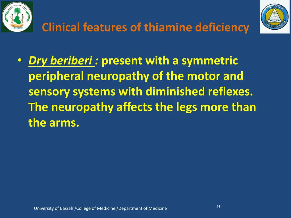 clinical features of thiamine deficiency 2