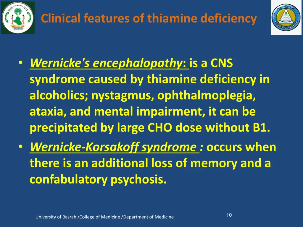 clinical features of thiamine deficiency 3