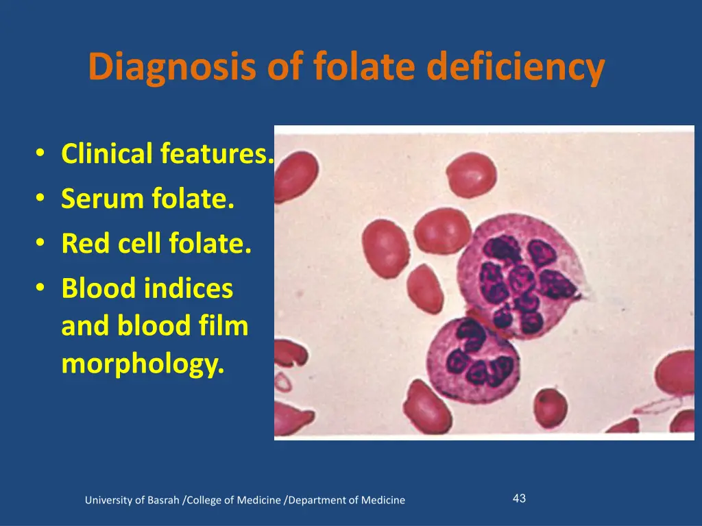 diagnosis of folate deficiency