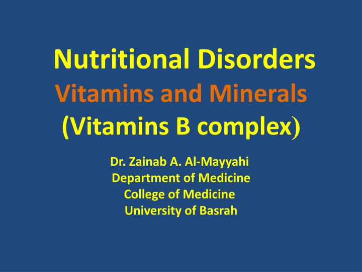 nutritional disorders vitamins and minerals