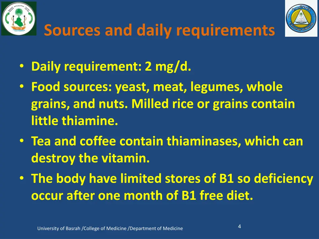 sources and daily requirements