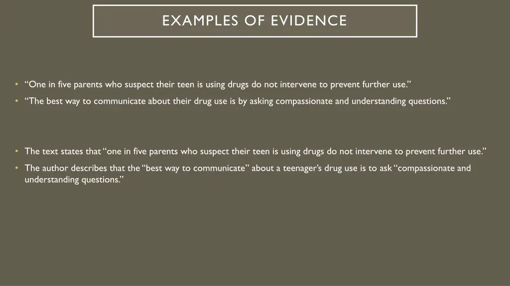 examples of evidence