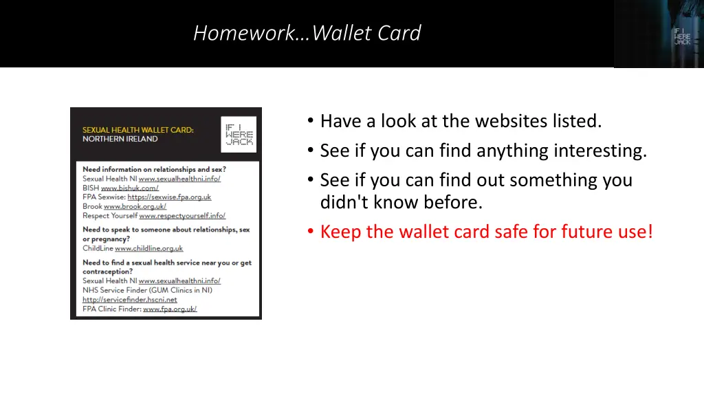 homework wallet card