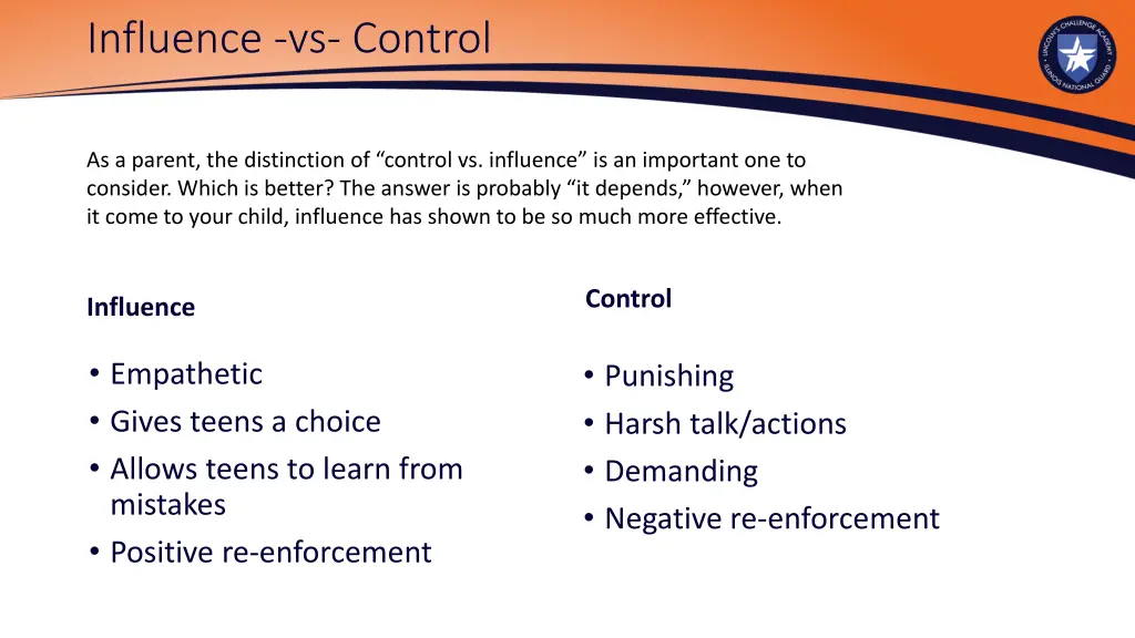 influence vs control