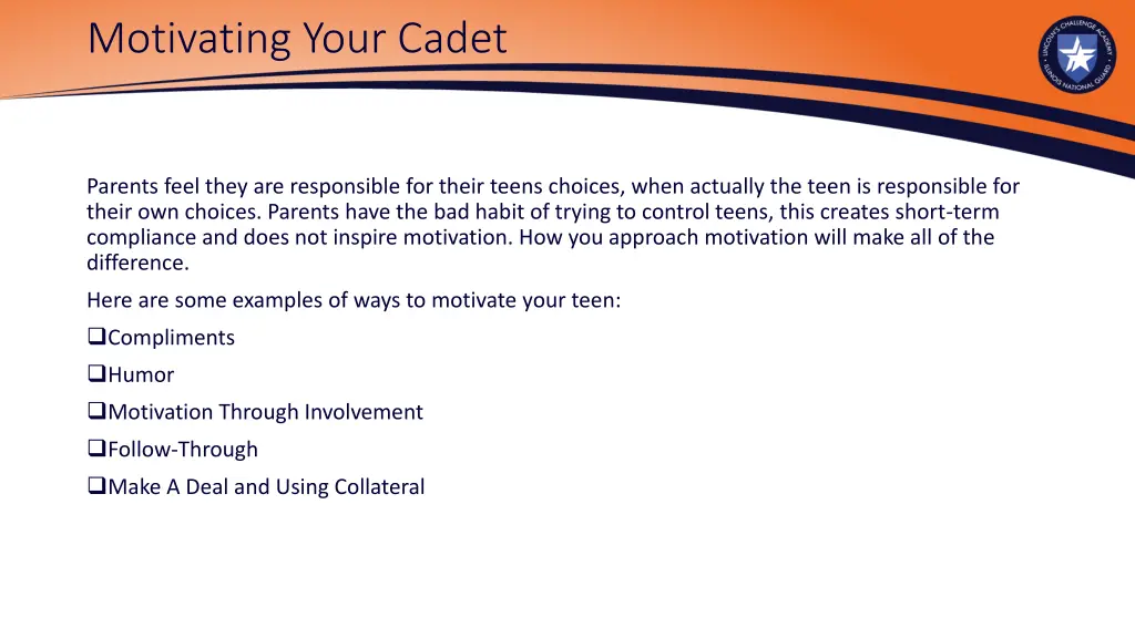 motivating your cadet